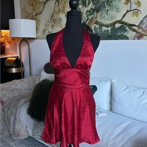 Zara Elegant Red Halter Dress